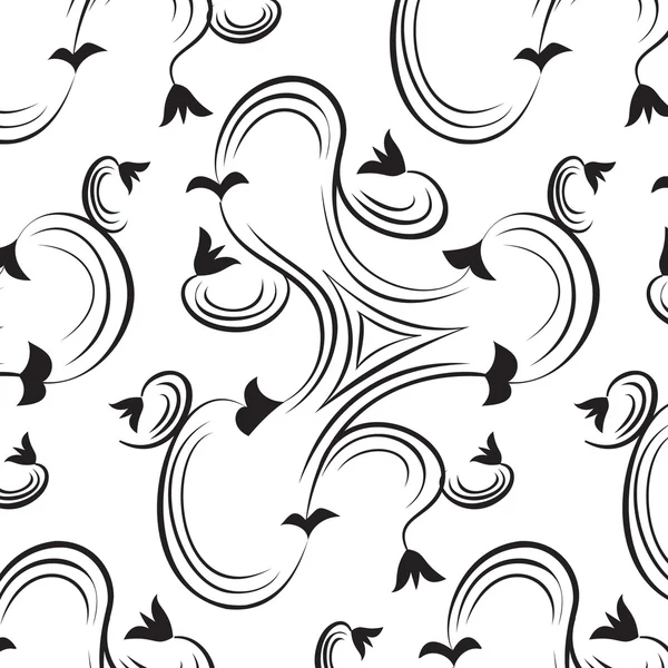 Fondo floral negro abstracto — Vector de stock