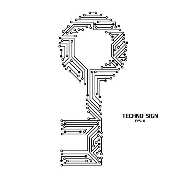 Clé avec circuit imprimé — Image vectorielle