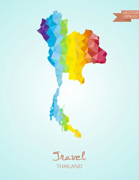 Mapa baixo de Poly de Tailândia — Vetor de Stock