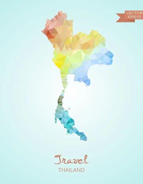 Low Poly mapa de Tailandia — Vector de stock