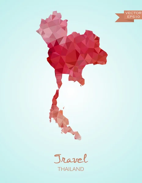 Low Poly carte de Thaïlande — Image vectorielle