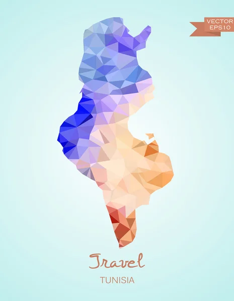 Baja Poly mapa de Túnez — Vector de stock