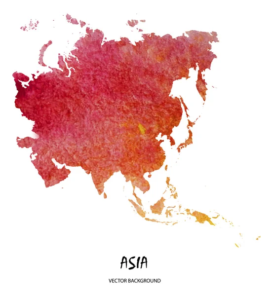 Mappa ad acquerello dell'Asia — Vettoriale Stock