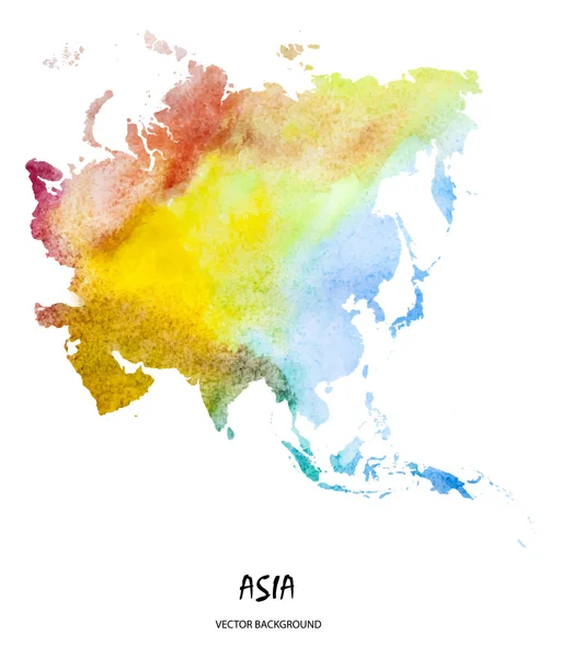 Akvarell karta över Asien — Stock vektor