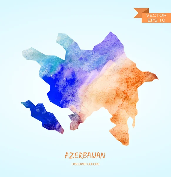 アゼルバイジャンの水彩の地図 — ストックベクタ