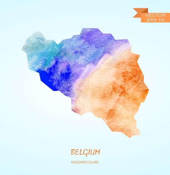 Aquarellkarte von Belgien — Stockvektor