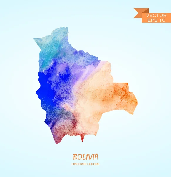 匹配的玻利维亚水彩电子地图 — 图库矢量图片