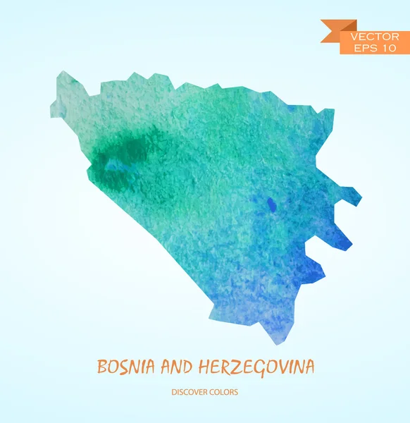 Aquarel kaart van Bosnië en Herzegovina — Stockvector