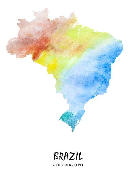 Watercolor mapa do curso de Brasil —  Vetores de Stock