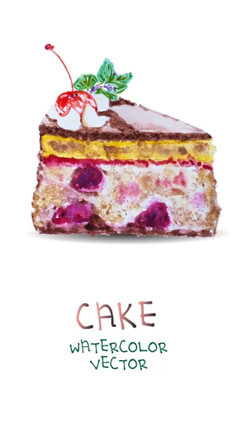 Gâteau aquarelle isolé — Image vectorielle