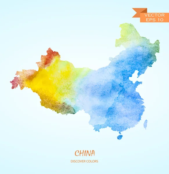Suluboya Çin Haritası — Stok Vektör