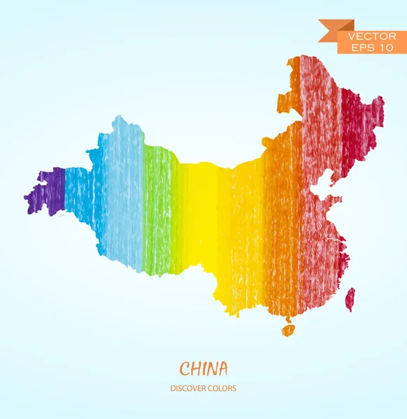 Ακουαρέλα χάρτη της Κίνας — Διανυσματικό Αρχείο