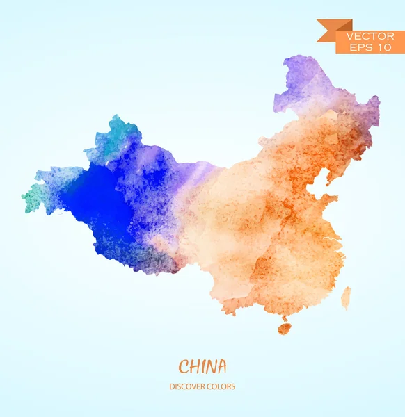Suluboya Çin Haritası — Stok Vektör