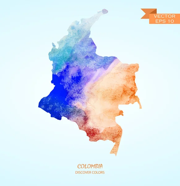 Aquarellkarte von Kolumbien — Stockvektor
