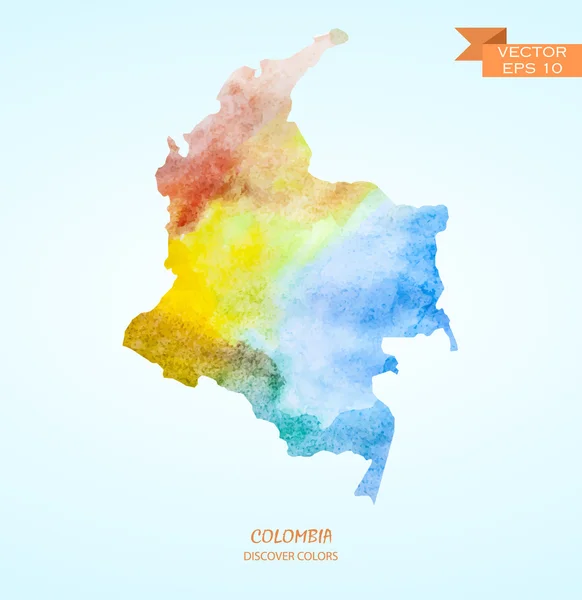 Akvarell Térkép Kolumbia — Stock Vector