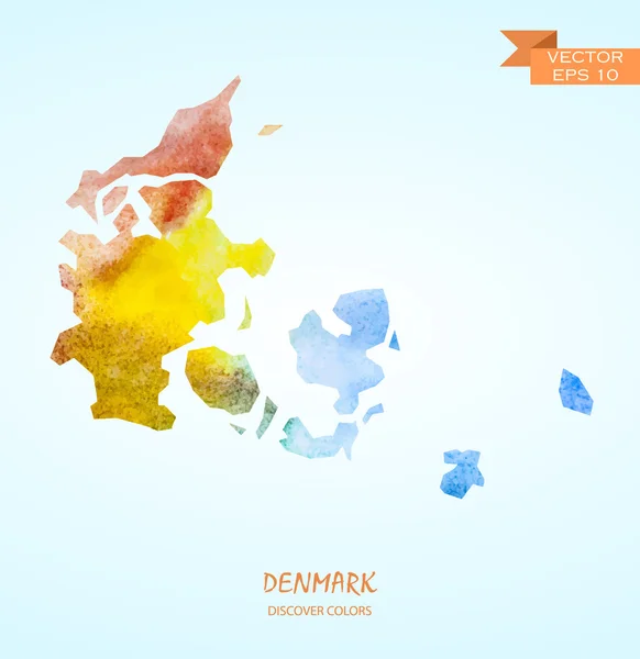 Aquarellkarte von Dänemark — Stockvektor