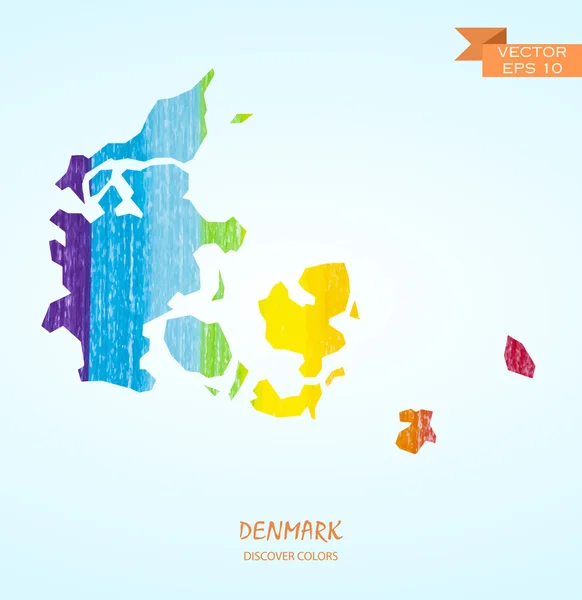 Mapa de trazo de lápiz de Dinamarca — Vector de stock