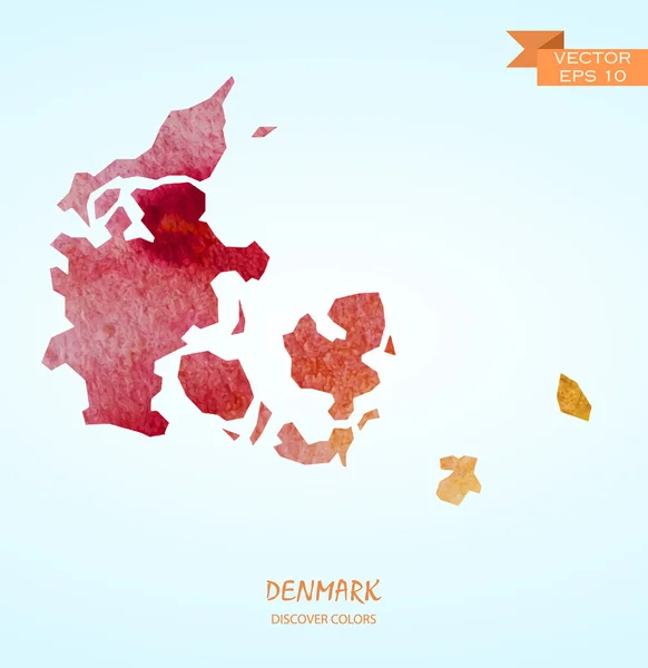Aquarellkarte von Dänemark — Stockvektor
