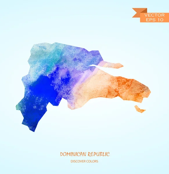 Aquarellkarte der Dominikanischen Republik — Stockvektor