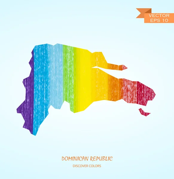 ドミニカ共和国の鉛筆線マップ — ストックベクタ
