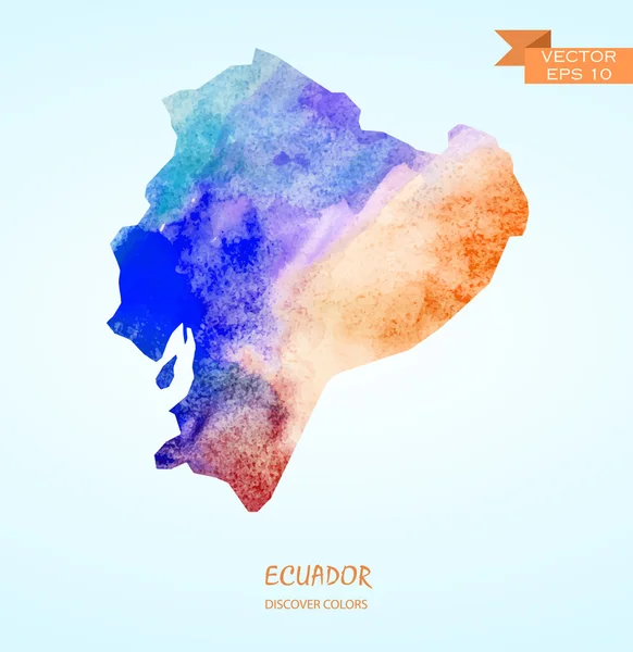 エクアドルの水彩の地図 — ストックベクタ
