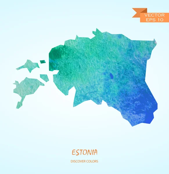 エストニアの水彩の地図 — ストックベクタ
