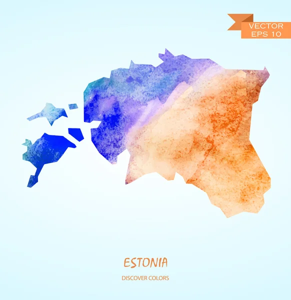 匹配的爱沙尼亚水彩电子地图 — 图库矢量图片