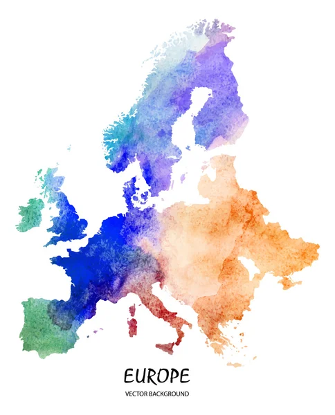 Aquarellkarte von Europa — Stockvektor