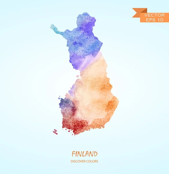 Akvarell karta över Finland — Stock vektor