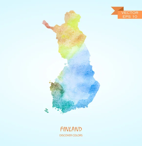 Watercolor map of Finland — Stock Vector