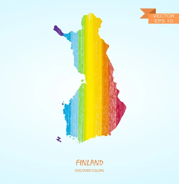 Lápiz dibujado a mano mapa de Finlandia — Vector de stock