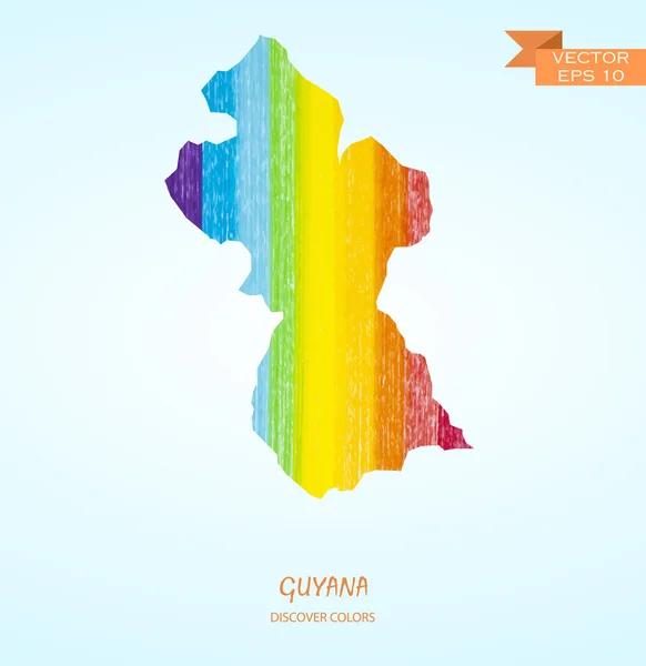 Bleistiftstrich-Karte von Guyana — Stockvektor