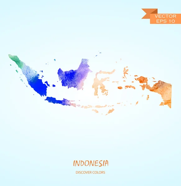 Aquarela mapa de Indonésia — Vetor de Stock