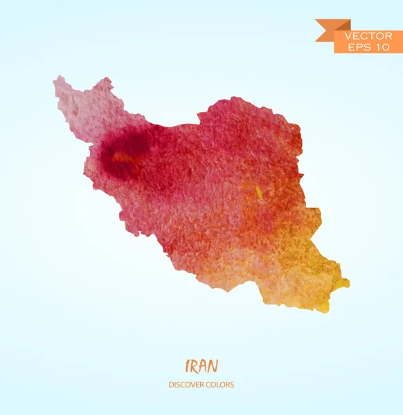 이란의 수채화 지도 — 스톡 벡터