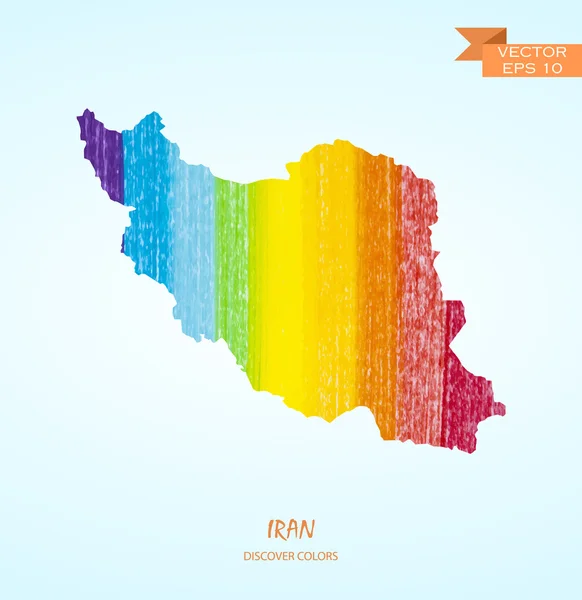 이란의 연필 선 지도 — 스톡 벡터