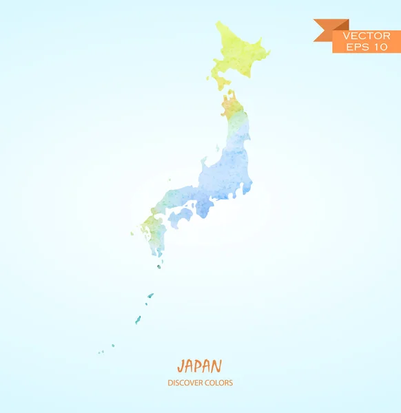Mapa de acuarela de Japón — Vector de stock