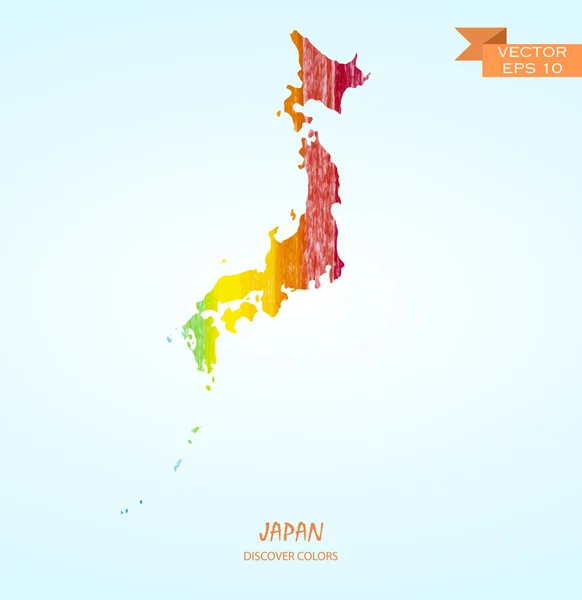 Олівець обведення мапа Японії — стоковий вектор