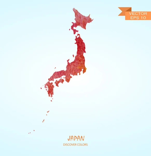 Aquarellkarte von Japan — Stockvektor