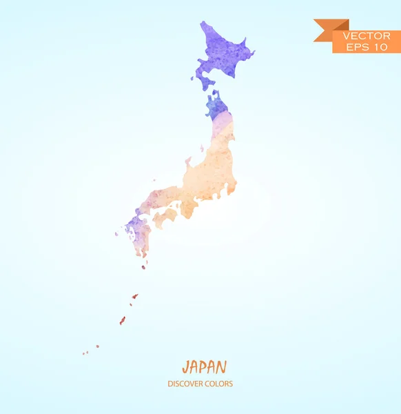 Mapa de acuarela de Japón — Archivo Imágenes Vectoriales