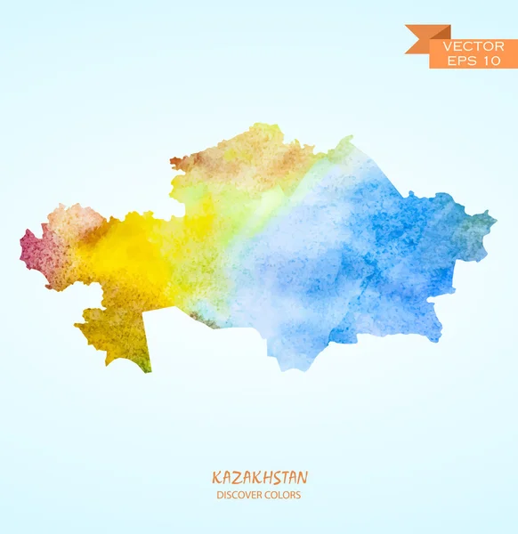 Watercolor map of Kazakhstan — Stock Vector