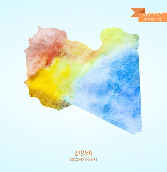 리비아의 수채화 지도 — 스톡 벡터