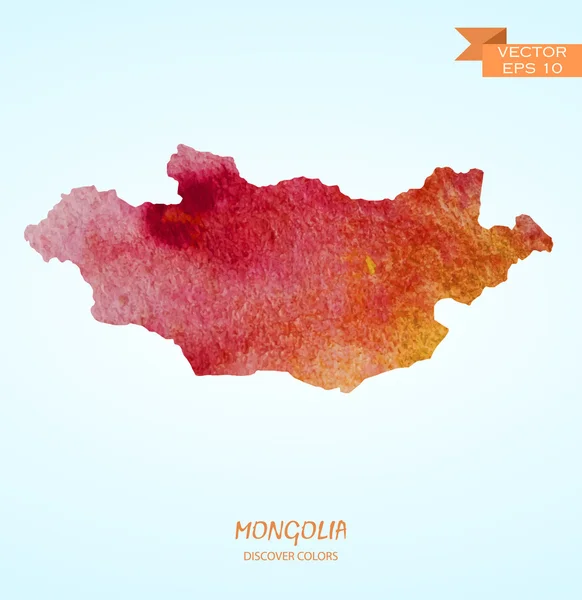 Ακουαρέλα χάρτη της Μογγολίας — Διανυσματικό Αρχείο