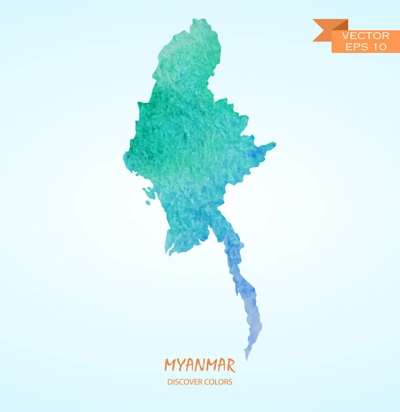 Akvarel mapa Myanmar — Stockový vektor