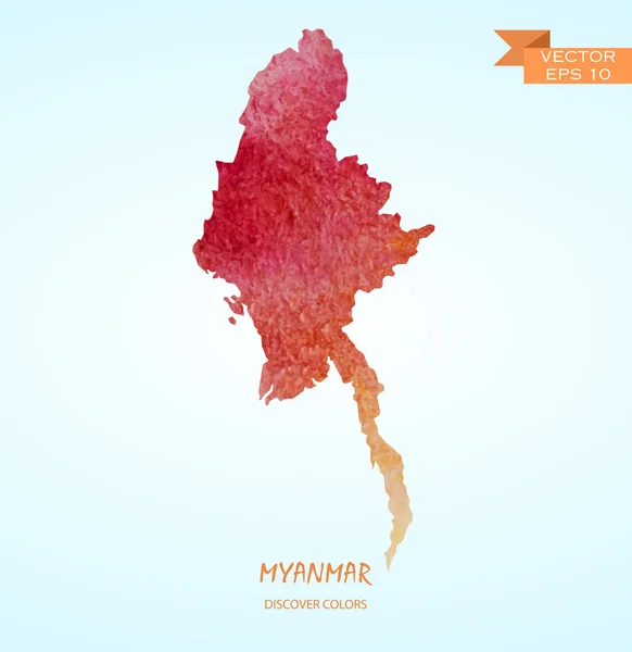 Akvarel mapa Myanmar — Stockový vektor