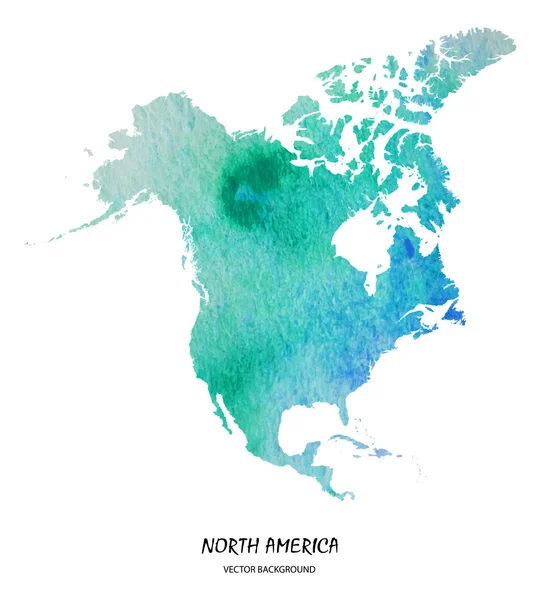 Watercolor map of North America — Stock Vector