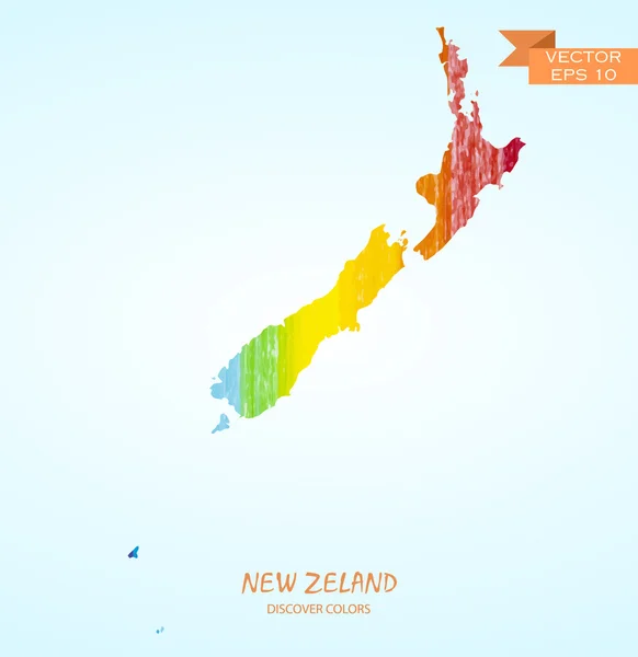Pencil stroke map of New Zealand — Stock Vector