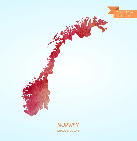 Watercolor map of Norway — Stock Vector