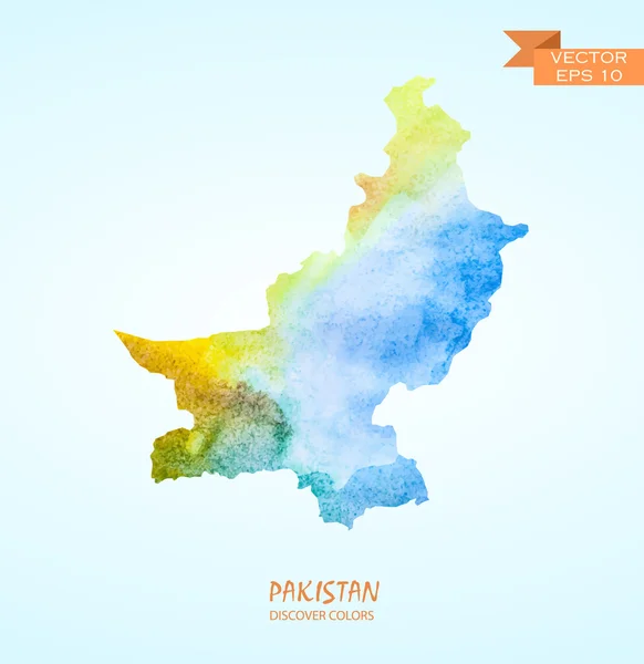 Watercolor map of Pakistan — Stock Vector