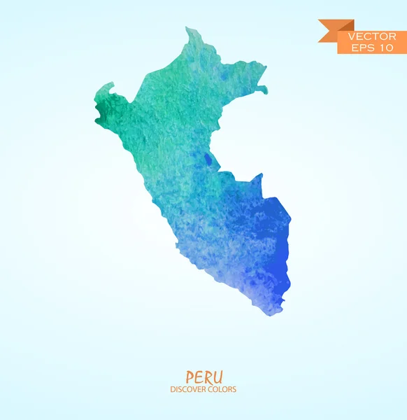 Mapa de acuarela de Perú — Vector de stock