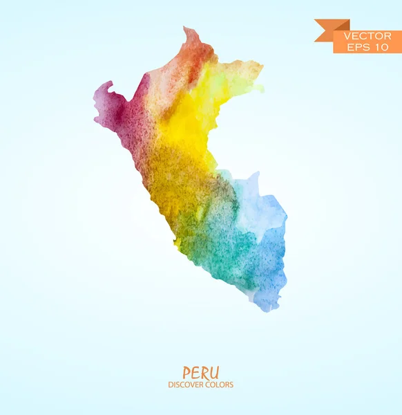 Mapa aquarela de Peru — Vetor de Stock